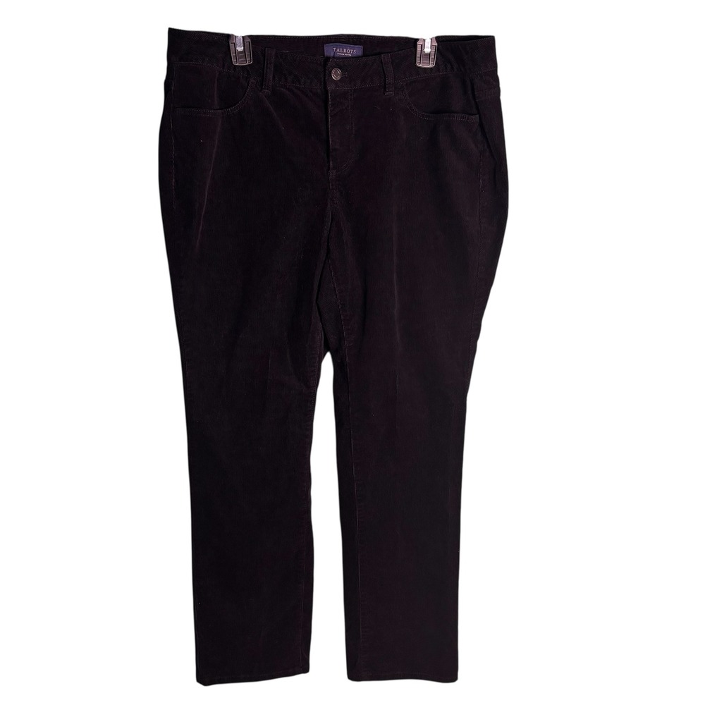 Talbots Woman Petites Corduroy Pants Black Velvety Straight Leg Size 14P